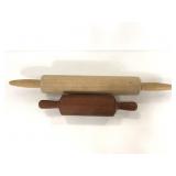 Two vintage wooden rolling pins