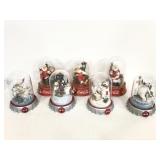 Seven Franklin Mint Christmas Coca-Cola domes