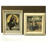 Pair of vintage framed religious prints