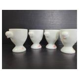 Set of 4 milk glass chicken cups