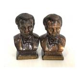 Pair of Abraham Lincoln head statue shakers