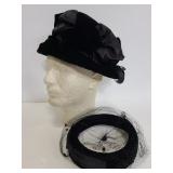 Two vintage black ladies hats