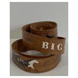 Vintage hand tooled leather western belt