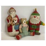Three vintage silkscreen stuffed dolls