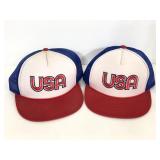 Two USA mesh back baseball caps