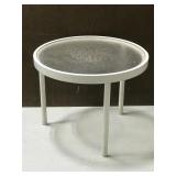 Patio side table metal frame plastic top