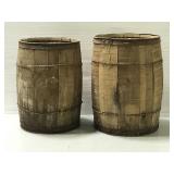 Pair of Antique rustic wooden barrels