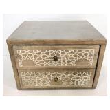 Painted and carved wood vanity storage drawer