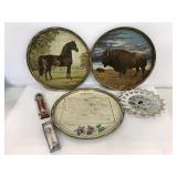 Assortment of state souvenirs & painted tin trays