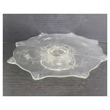 Etched glass standing serving platter