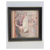 Framed Christ blessing the little children picture