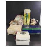 Art candles, oil, & assorted china