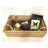 Small wooden crate of vintage children