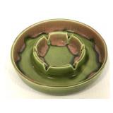 Green ceramic brown drip ashtray