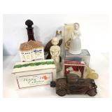 Perfume/ cologne bottles, decanter, figure, & more