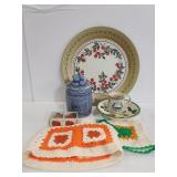 Large metal tray, cookie jar, and more