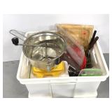 Crate of kitchen assorted necessities