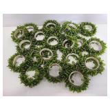 Set of green glass beaded metal napkin rings