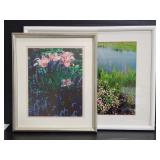 Two framed floral prints