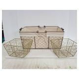 Three metal storage baskets