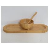 Pampered Chef wooden tray, bowl & spoon