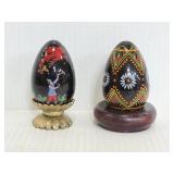 Two decorative porcelain eggs