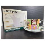 Windmere hot pot w/ Owl cup & saucer