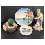 Decorative plate, figures & ashtray