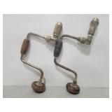 Two assorted vintage auger hand drills