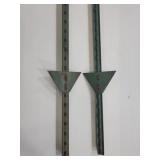 Pair of green metal yard sign poles