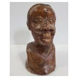 Vintage carved wood African man bust