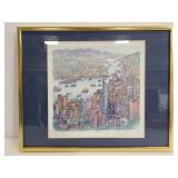 View of Hong Kong Chan Kau On watercolor