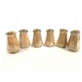 Six mini peach luster shakers