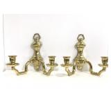 Pair of brass wall candlesticks