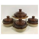 Vintage pottery lidded crocks