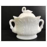 Westmoreland milk glass swan dish