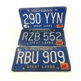 Trio of blue Great Lakes license plates