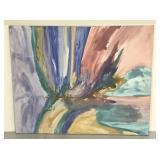 Large abstract landscape painted canvas