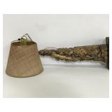 Vintage carved wood hinged bracket lamp