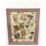 Framed collage of antique advertising & postcards