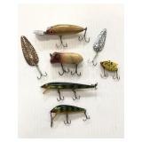 Seven vintage fishing lures