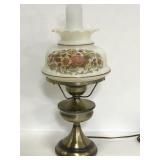 Vintage brass hurricane lamp w/ milkglass shade