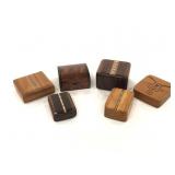 Six assorted wooden ring/ trinket boxes