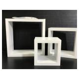 White square shelf trio