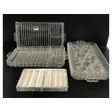 Assorted glass snack trays and unknown glass