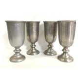 Set of four pewter goblets