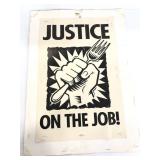 Justice on the Job! Vintage poster on board