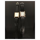 Two Timex wrist watches with leather bands