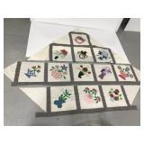 Unfinished quilt pieces & 4 lace curtains