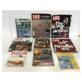9 vintage magazines, LIFE, popular mechanics ect